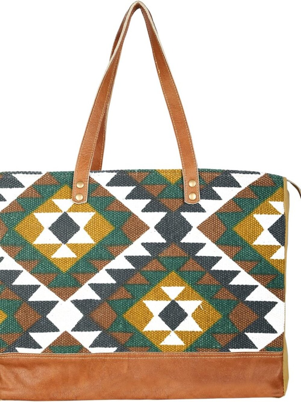 KPL Sel De Mer Upcycled Canvas and leather Hand Bag Cowhide Tote Bag shopping ba